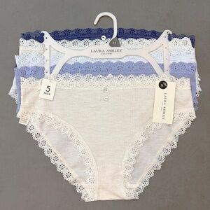 Laura Ashley Women's Lace Trim Panties - Blue and Cream 5 Pack